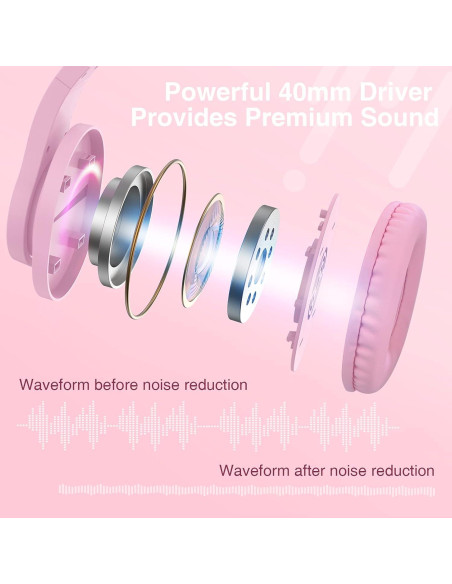 Auriculares Gaming ShinePick Rosa con Micrófono y Control de Volumen