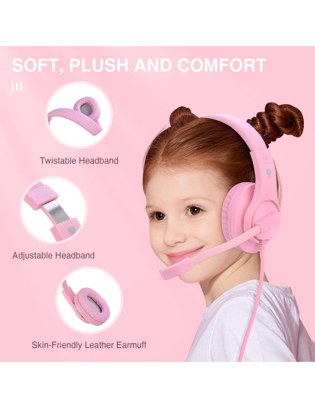 Auriculares Gaming ShinePick Rosa con Micrófono y Control de Volumen