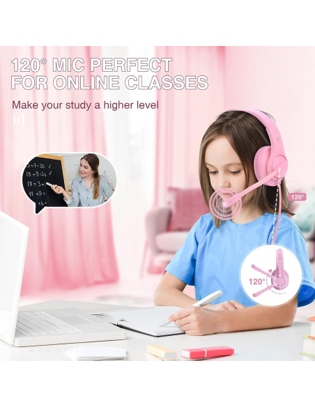 Auriculares Gaming ShinePick Rosa con Micrófono y Control de Volumen