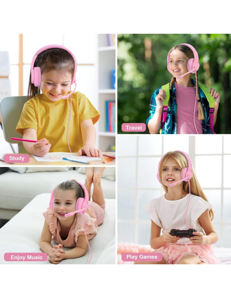 Auriculares Gaming ShinePick Rosa con Micrófono y Control de Volumen