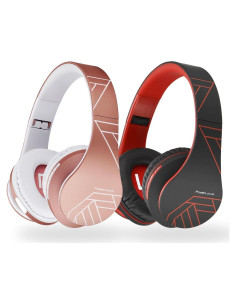 Auriculares Inalámbricos PowerLocus P2 - 2 Piezas Oro Rosa y Negro/Rojo