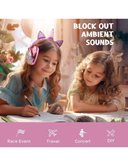 Auriculares Aislantes de Ruido Homicozy Unicornio 3D Niños