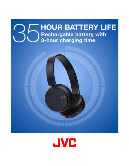 Auriculares Inalámbricos JVC HAS36W, Bluetooth 5.2, 35h Batería, Azul