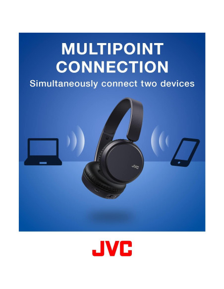 Auriculares Inalámbricos JVC HAS36W, Bluetooth 5.2, 35h Batería, Azul