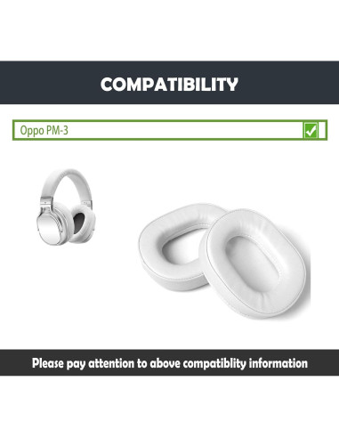 Cojín de Reemplazo para Auriculares Oppo PM-3 - Cuero Suave y Espuma Densa