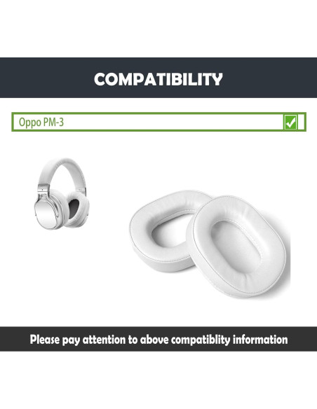 Cojín de Reemplazo para Auriculares Oppo PM-3 - Cuero Suave y Espuma Densa