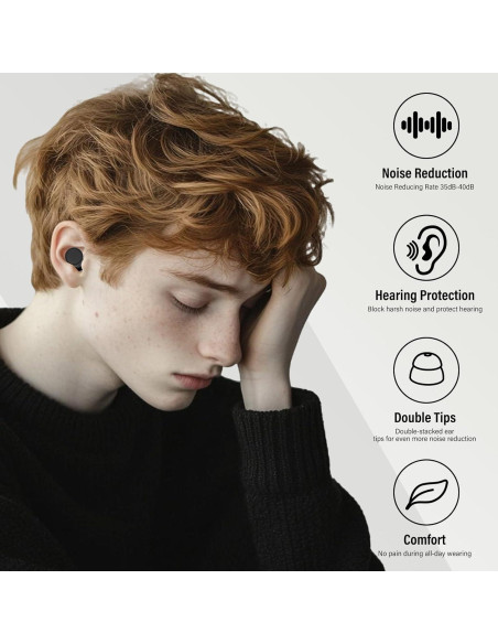 Tapones para oídos IDE11 Q2Pro negros 35dB reutilizables