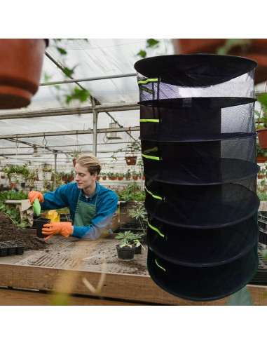 Red de Secado de Hierbas 6 Capas Miayaya con Cremalleras Verdes