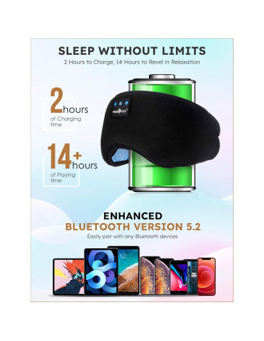MÁSCARA PARA DORMIR MUSICOZY CON AURICULARES BLUETOOTH
