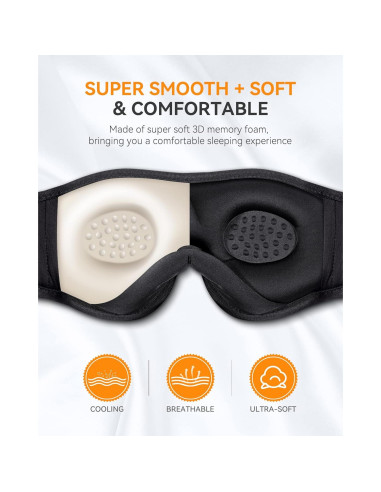 Auriculares para Dormir MUSICOZY Bluetooth 5.2 con Máscara 3D