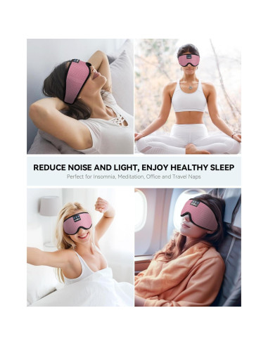 Auriculares para Dormir MUSICOZY Bluetooth 5.2 con Máscara 3D