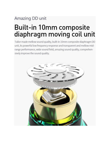 Auriculares In Ear KBEAR KS2 HiFi 1BA 1DD con Mic Cian