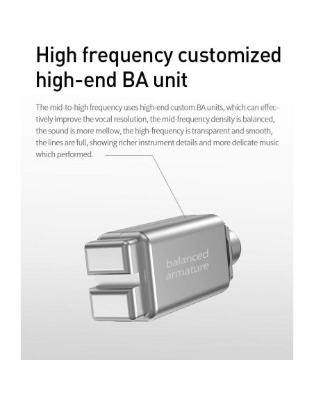 Auriculares In Ear KBEAR KS2 HiFi 1BA 1DD con Mic Cian