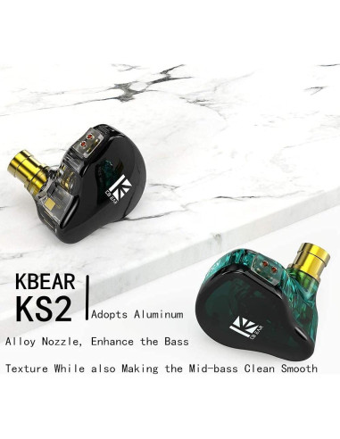 Auriculares In Ear KBEAR KS2 HiFi 1BA 1DD con Mic Cian