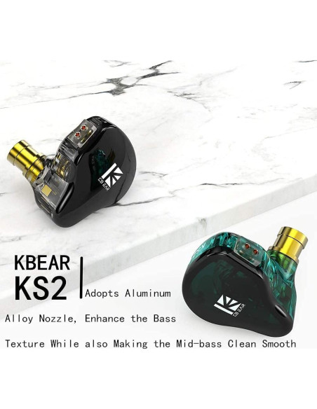 Auriculares In Ear KBEAR KS2 HiFi 1BA 1DD con Mic Cian