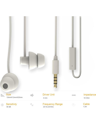 Auriculares Intrauditivos MAXROCK Silicona Suave 3.5mm Blanco