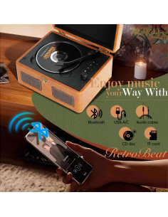 Reproductor de CD portátil Bluetooth RetroBeat 2400mAh Marrón 2