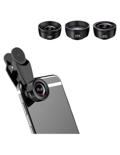 Kit de Lentes 3-en-1 Kakotopa para Smartphone - Ojo de Pez, Gran Angular y Macro