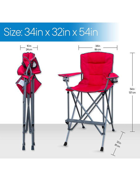 Silla Plegable Extra Alta RMS - 78.74 cm - Portátil con Reposapiés