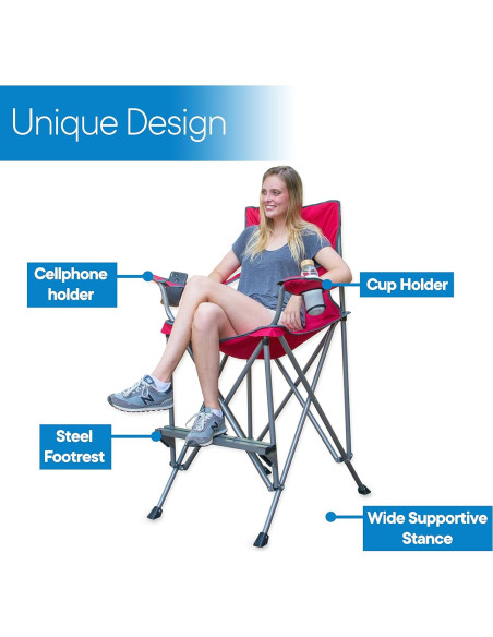 Silla Plegable Extra Alta RMS - 78.74 cm - Portátil con Reposapiés