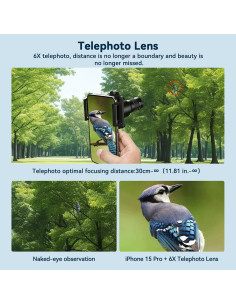 Kit de Lentes para Cámara de Teléfono Ojo Maligno 2 en 1 Telefoto 6X y Macro 150mm 2