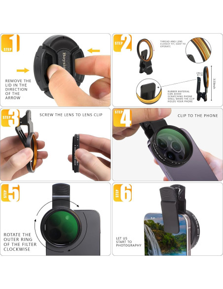 Filtro ND Variable Boysinglens 52MM ND2-32 para Teléfonos