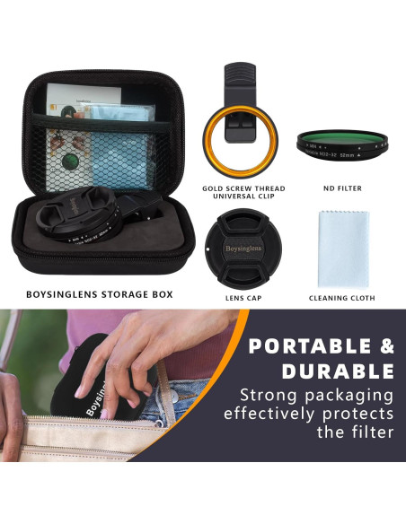 Filtro ND Variable Boysinglens 52MM ND2-32 para Teléfonos