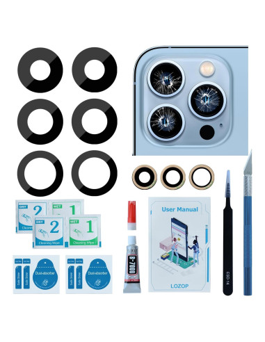 2 Juegos Cristal Lente Cámara Trasera iPhone 13 Pro/Pro Max