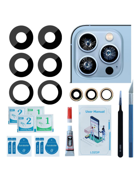 2 Juegos Cristal Lente Cámara Trasera iPhone 13 Pro/Pro Max