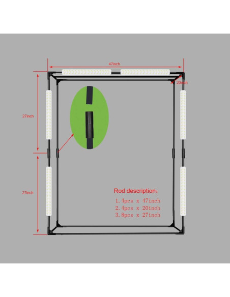 Caja de Luz LED Dimmable Konseen 120x50x140cm con Fondos