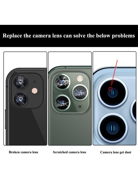 2 Juegos Cristal Lente Cámara Trasera iPhone 13 Pro/Pro Max