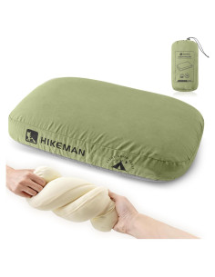 Almohada de Espuma de Memoria HIKEMAN 38x25 cm Verde Militar