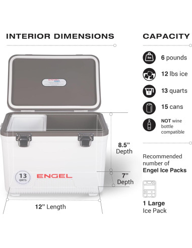 Cooler ENGEL 13qt Hermético a Prueba de Fugas - 12.3L