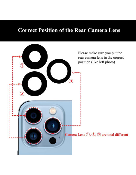 2 Juegos Cristal Lente Cámara Trasera iPhone 13 Pro/Pro Max