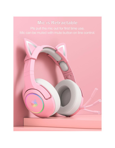 Auriculares de Juego PHNIXGAM K9 Rosa con Sonido Surround