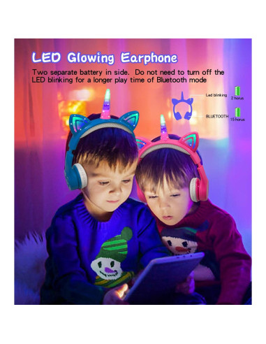 Auriculares Bluetooth Inalámbricos Yusonic Unicornio Azul 15h