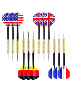 Dardos de Punta de Acero Ohuhu - Juego Profesional 12 Pcs