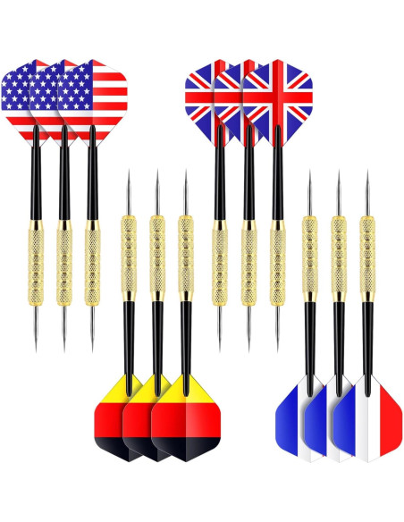 Dardos de Punta de Acero Ohuhu - Juego Profesional 12 Pcs