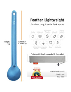 Cuchara y Cuchillo de Titanio TiTo Ultraligeros 2Pcs Azul 2