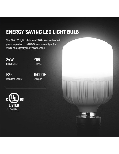 Kit de Iluminación Fotográfica NEEWER 600W con 3 Bombillas LED