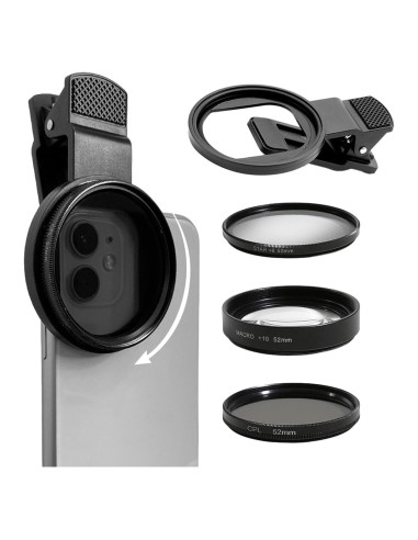 Filtro de Lente 3 en 1 EMVANV para Teléfono 52mm CPL Macro Estrella