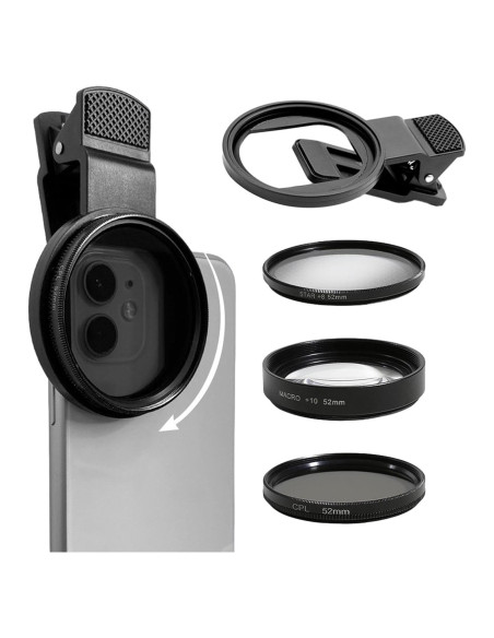 Filtro de Lente 3 en 1 EMVANV para Teléfono 52mm CPL Macro Estrella