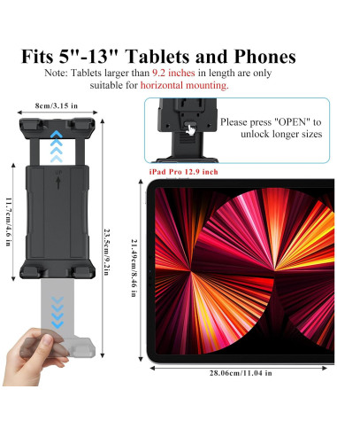 Soporte para Tablet en Portavasos OHLPRO, Ajustable 5-13"