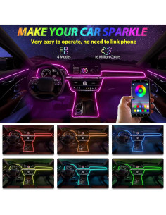 Luces LED de tira Fimker 5 en 1 RGB para coche con control app 2