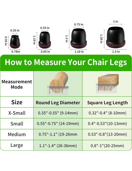 8 Protectores de Suelo para Patas de Sillas GAGUIUP - Negro