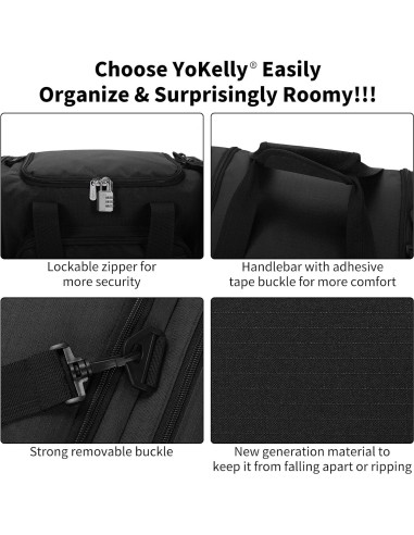 Bolsa de viaje pequeña Yokelly 43 cm negra para gimnasio y deporte