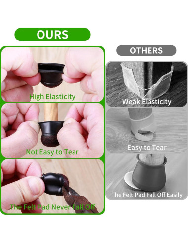 8 Protectores de Suelo para Patas de Sillas GAGUIUP - Negro