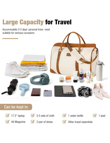 Bolsa Duffle Convertible Jenni 3 en 1 45L Beige con Compartimento para Zapatos