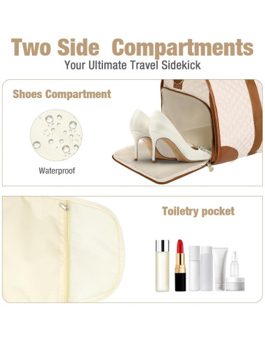 Bolsa Duffle Convertible Jenni 3 en 1 45L Beige con Compartimento para Zapatos