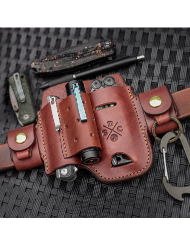 Funda de Cuero EDC 1791 para Multiherramienta y Linterna